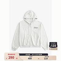 HOLLISTER24夏季美式毛圈布拉链连帽卫衣外套女 KI352-4171 浅灰色 L (165/100A)