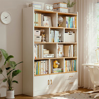 实采（SHICY）实木生态板书架落地置物架多层客厅展示储物柜柜子家用书柜 【15mm加厚板材】100CM-两门两抽