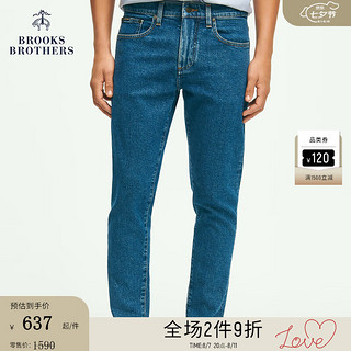 布克兄弟（BrooksBrothers）男士24春夏复古皮标休闲牛仔裤 4003-蓝色 30/32