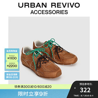 URBAN REVIVO2024秋季女复古双鞋带阿甘运动鞋UAWS40133 咖棕 36