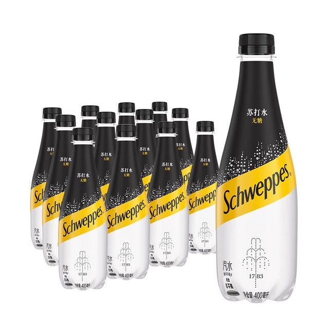 Coca-Cola 可口可乐 怡泉苏打水0糖原味罐装气泡水整箱装400ml*12罐苏打气泡水0糖0卡