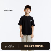 little MO&Co.5A抑菌 little moco童装24秋装男女童纯棉短袖简约圆领t恤 黑色 110/56