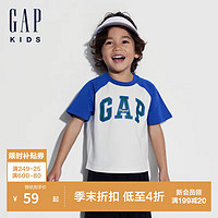 GAP男童2024夏季纯棉logo撞色插肩袖短袖T恤儿童装上衣510041 蓝色 120cm 亚洲尺码