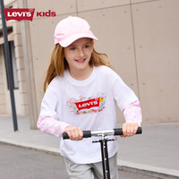Levi's李维斯童装24年女童长袖T恤儿童假两件上衣 明亮白 110/56