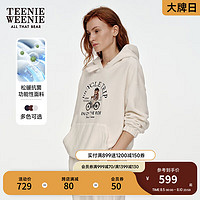 Teenie Weenie【松暖抗菌】小熊2024年早秋通勤连帽摇粒绒卫衣 燕麦色 160/S