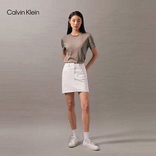 Calvin Klein Jeans24秋季女士休闲通勤ck刺绣印花纯棉短袖T恤40WL292 OHN-栗棕 XS