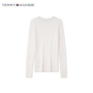 TOMMY HILFIGER【复古绞花】24秋冬女装纯棉休闲打底衫针织衫76J4735/76J496 【4735】白色YBL XL