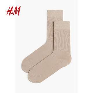 H&M2024夏季男士简约纯色中筒袜1248899 米色 25-26