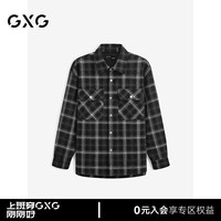 GXG男装 黑格小香风宽松长袖衬衫外套男生24年秋季G24X033043 黑格 185/XXL
