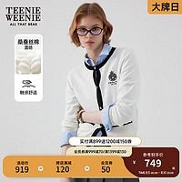 Teenie Weenie小熊2024年早秋撞色圆领针织开衫 象牙白 165/M