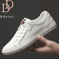 DDeiet品牌男鞋春季真皮时尚潮流百搭简约小白鞋男士休闲软皮软底板鞋男