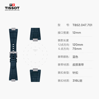 天梭（TISSOT）PRX超级玩家系列蓝色皮革表带 T852.047.701 蓝色