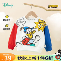 迪士尼宝宝(Disney Baby)迪士尼童装男童卫衣卡通唐老鸭撞色时尚卫衣 红蓝