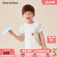 PawinPaw卡通小熊童装2024年秋冬新款男宝宽松舒适短袖T恤可爱 Ivory象牙色/39