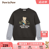 PawinPaw卡通小熊童装2024年早秋新款男女童圆领卫衣经典拼接舒适