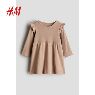 H&M2024夏季童装女婴幼童罗纹棉质连衣裙1235374 深灰色 90/48