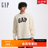 Gap男女装2024初秋新款羊羔毛贴布绣logo卫衣简约套头上衣609065