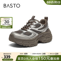 百思图2024秋季新款时尚户外运动老爹鞋厚底女系休闲鞋X8861CM4