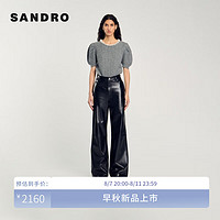 SANDRO2024早秋女装法式珠饰领口泡泡袖针织衫上衣SFPPU02147 24/灰色 4