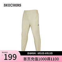 斯凯奇（Skechers）春夏男女同款梭织长裤抽绳休闲裤P224M085 陨石褐色/044Z S