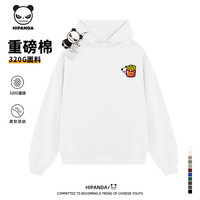 HI PANDA你好熊猫潮牌ins重磅针织卫衣男连帽秋季简约休闲百搭帽衫潮 【重磅棉】-白#JDP熊猫薯条X 3XL【立体裁剪 舒适有型】
