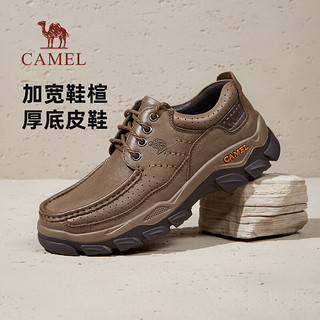 骆驼（CAMEL）2024秋季复古工装鞋舒适通勤牛皮厚底休闲男鞋 G14A307678 暗夜黑 40