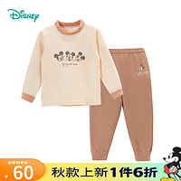 迪士尼宝宝（Disney Baby）童装男童家居服卡通米奇套头套装舒适柔软24年秋 棕色 130cm