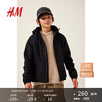 H&M童装男童2024秋季舒适休闲立领疏水防风外套1209579 黑色 150/76