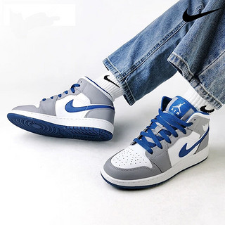 NIKE 耐克 AIR JORDAN 正代系列 Air Jordan 1 Mid （GS） 大童篮球鞋 DQ8423-014 水泥灰/白/纯蓝蓝 40