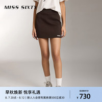 MISS SIXTY2024秋季针织短裙女复古美式运动风高腰显瘦包臀裙 深咖啡 L
