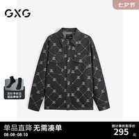 GXG男装 2024秋季GXG满身印花休闲牛仔衬衫宽松衬衫外套男 深灰色 170/M