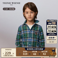 Teenie Weenie Kids小熊童装24秋男女童时尚简约刺绣格纹衬衫 绿色 140cm