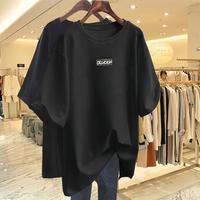 潮流前线 夏天体恤衫显瘦简约宽松印花上衣休闲百搭女款时尚圆领短袖T恤女