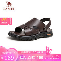 骆驼（CAMEL）男士凉鞋牛皮革两穿商务凉拖 G14M211637 棕色 43 棕色（B款）