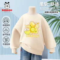 BoBDoG巴布豆儿童卫衣长袖秋装女童休闲针织衣服可爱印花上衣休闲圆领套头衫 米白 薄荷巴布妮 160