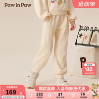 PawinPaw卡通小熊童装2024年秋冬男女童针织裤拼接缝休闲长裤 Ivory象牙色/39 140cm