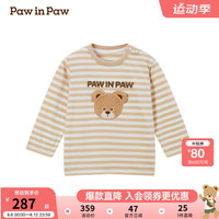 PawinPaw卡通小熊童装2024年早秋男女宝长袖圆领T恤休闲百搭 Beige米色/35 110cm