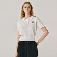 MB韩系时髦松驰感女士短袖针织衫春夏学院风显瘦Polo领上衣