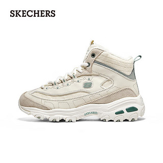 斯凯奇（Skechers）奶糕鞋加绒摇粒绒厚底增高单鞋167570 自然色/绿色/NTGR 41