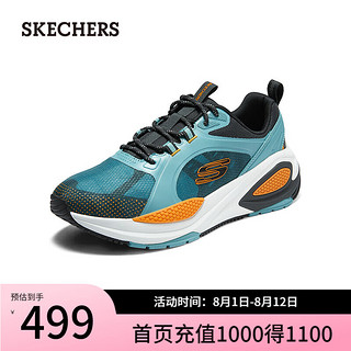 斯凯奇（Skechers）2024年夏季男鞋休闲跑步鞋轻质吸震舒适运动鞋232736 浅蓝色/多彩色/LBMT 43