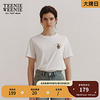 Teenie Weenie小熊2024年宽松短袖上衣T恤休闲通勤女 象牙白 160/S