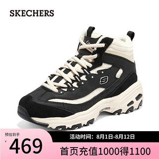 斯凯奇（Skechers）奶糕鞋加绒摇粒绒厚底增高单鞋167570 黑色/自然色/BKNT 36