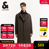 杰克·琼斯(JACK&JONES)男装秋季时尚潮静奢风宽松风衣外套阔型翻领中长款大衣高级感 E09 巧克力棕色 180/100A/L