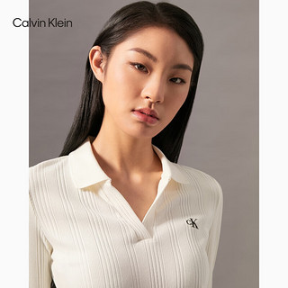 Calvin Klein Jeans24秋季女士通勤简约ck字母V字针织POLO裙连衣裙J224781 YBI-牛乳白 S