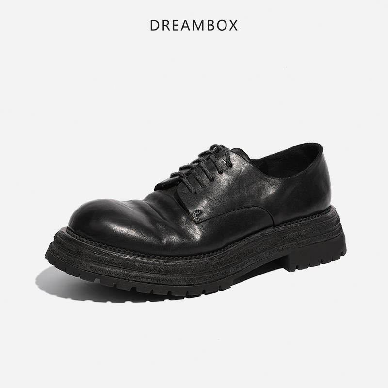dreambox男士松糕鞋vibram耐磨厚底增高大头工装鞋手工马皮潮鞋