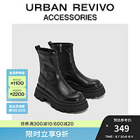 URBAN REVIVO2024秋季女士百搭厚底圆头短靴UAWS40152 黑色 38