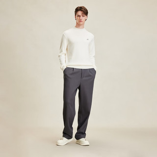 杰克·琼斯（JACK&JONES）秋季法斗狗刺绣半高领毛衣莫代尔羊毛混纺针织衫男柔软打底衫 A43 奶油白 165/88A/XS