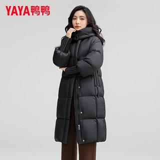 鸭鸭（YAYA）羽绒服女2024冬季潮流长款过膝连帽中长加厚防寒加厚外套女 米色 165/88A(L)