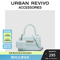 URBAN REVIVO2024秋季女气质纹理感手提斜挎包UAWB40380 粉蓝