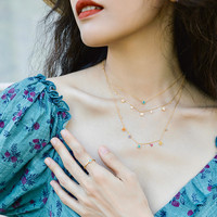 AGATHA/瑷嘉莎幸运四叶花项链法式轻奢彩色宝石